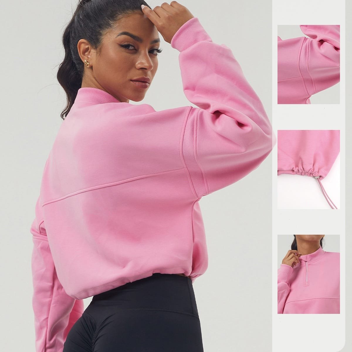 Half-zip heavyweight sweatshirt for fitness apparel manufacturing
