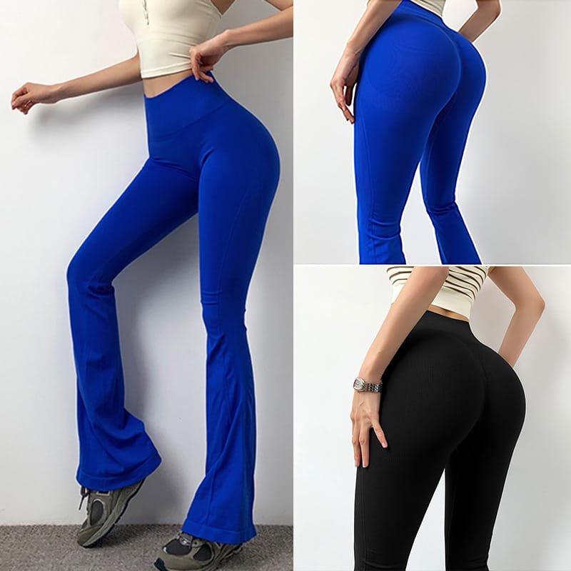 High-waist flare yoga leggings with scrunch detail for fitness brands