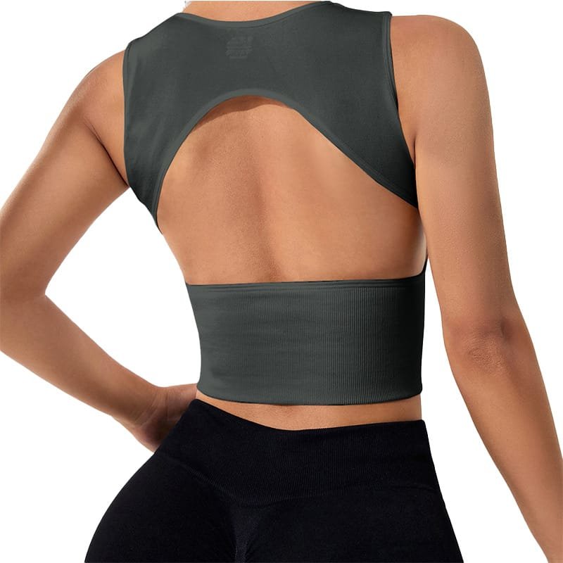 Cutout sleeveless yoga tank top for fitness apparel manufacturing