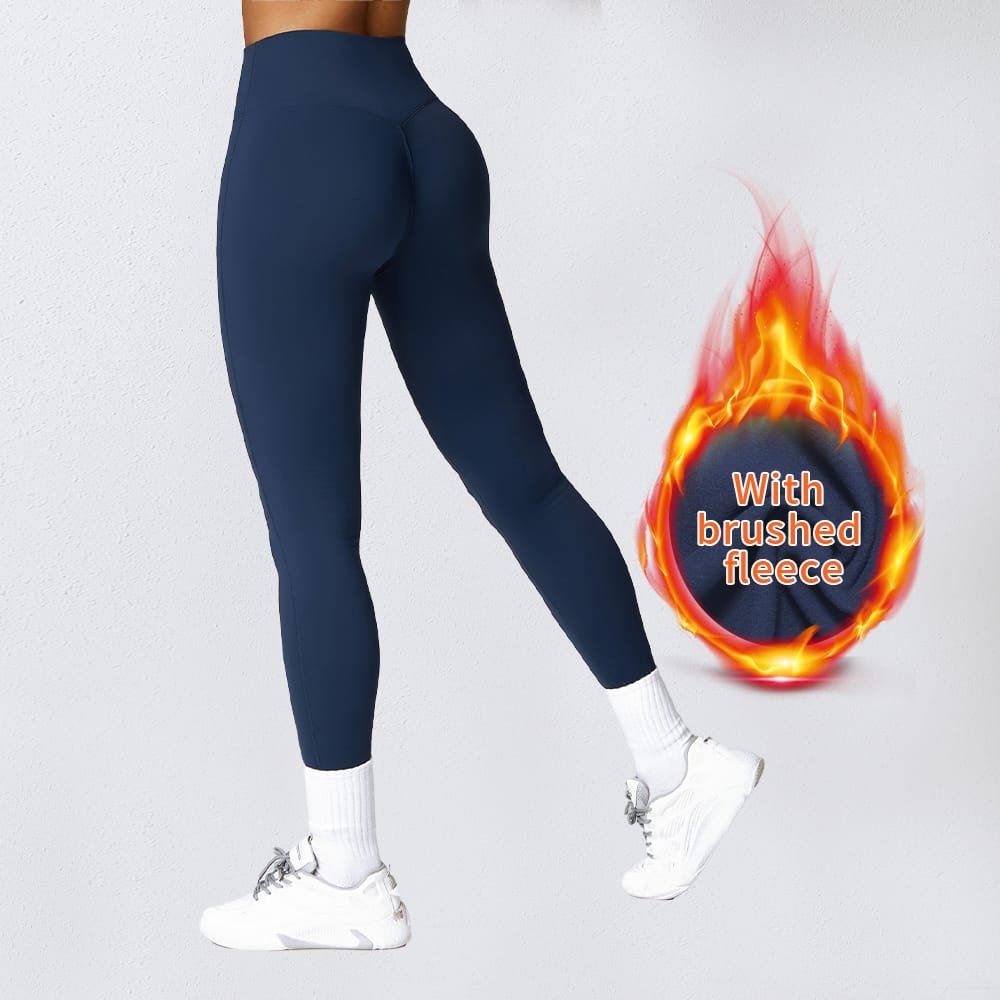 Brushed peached-finish yoga pants with ultra-soft texture for second-skin comfort