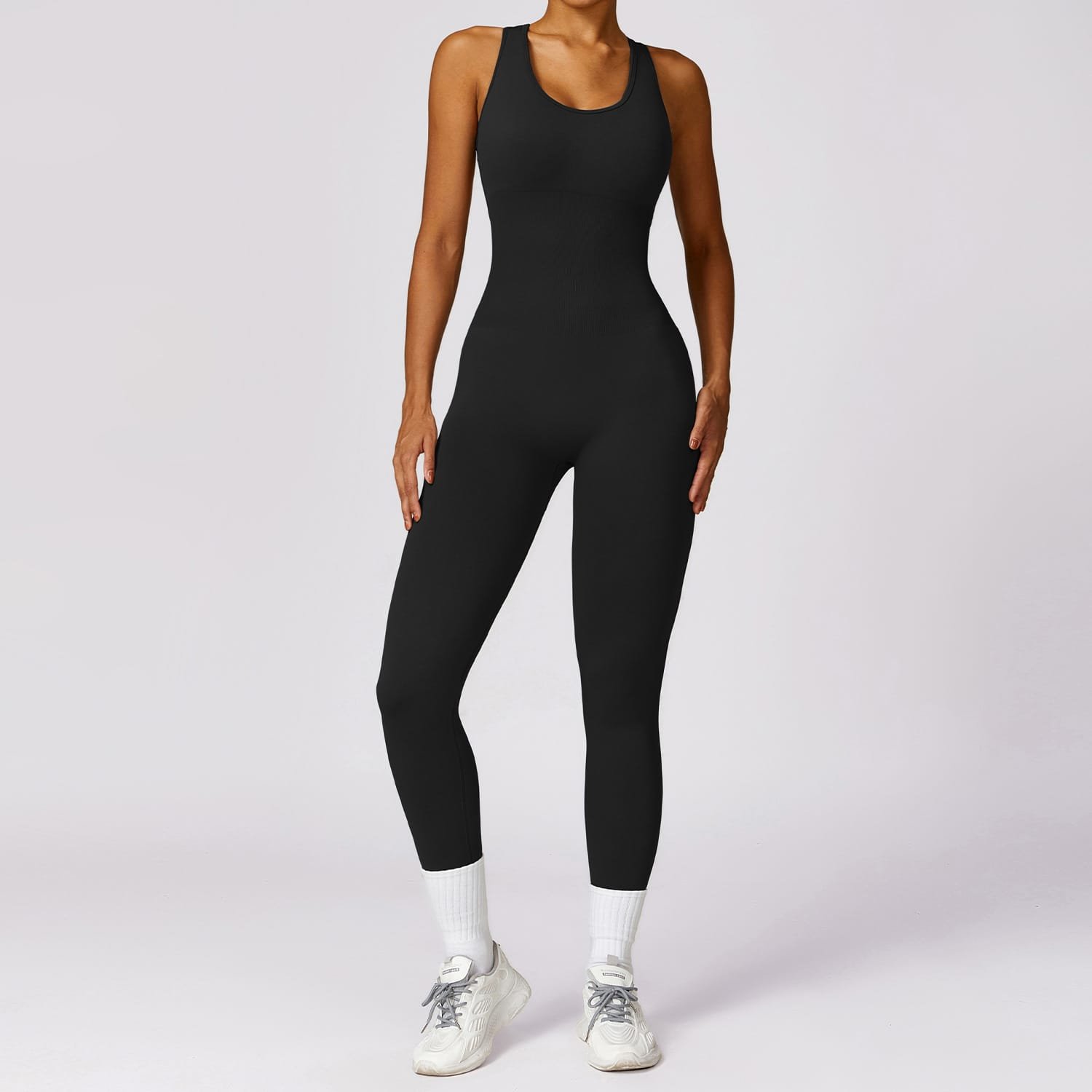 Seamless yoga bodysuit — structured garment benefiting from digital fit simulation