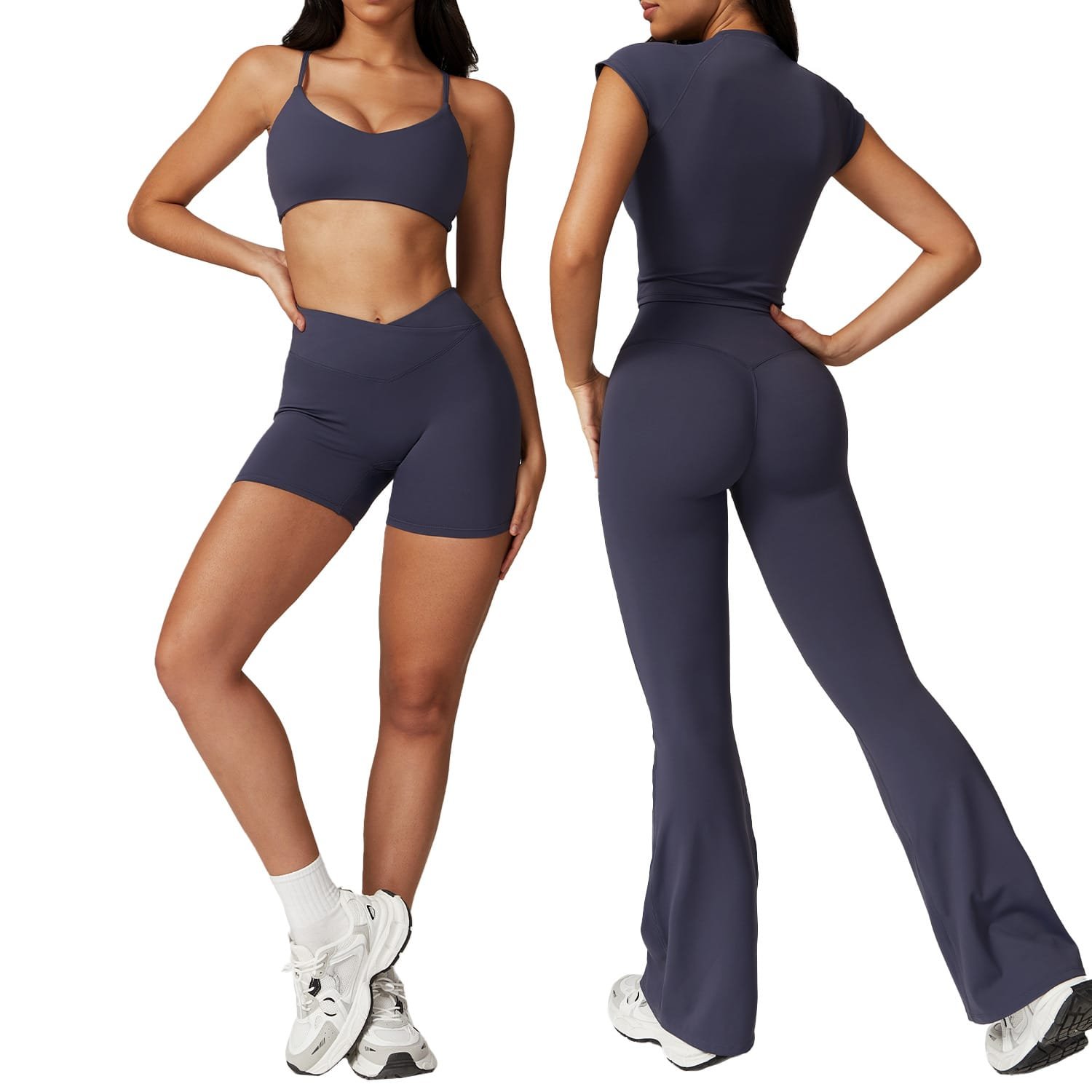 Eco-conscious yoga set made from sustainable recycled materials with supply chain traceability